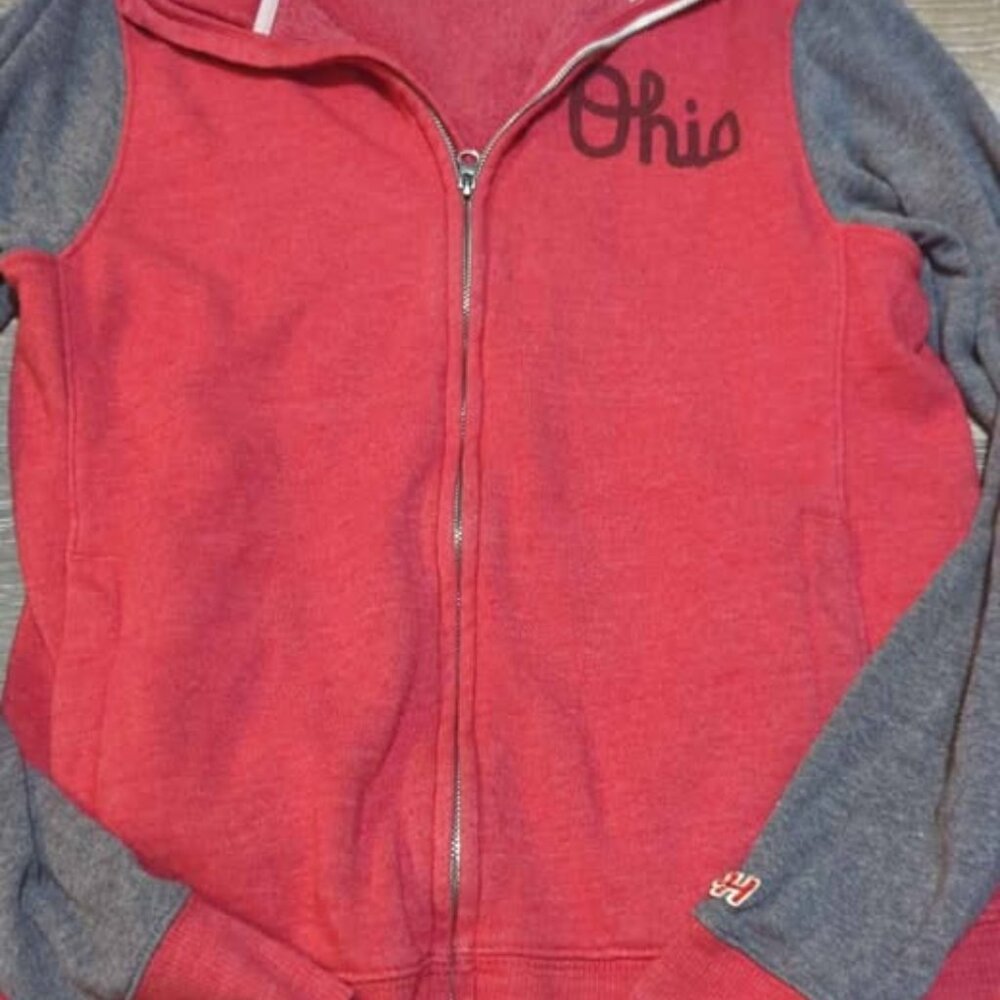 Homage Ohio State Buckeyes Sweatshirt Mens M Red Gray Full‎ Zip College Jacket